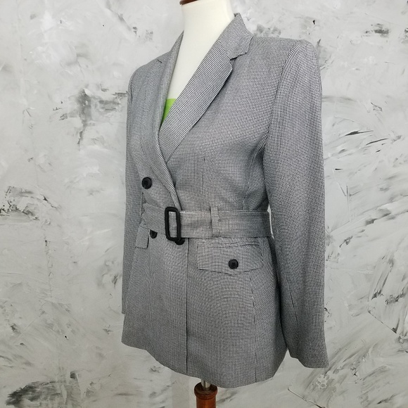 LE SUIT GREY (Black & White) Safari Jacket Blazer - Picture 3 of 9